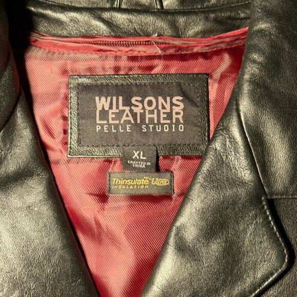 Wilsons Leather Pelle Studio Black Genuine Leather Jacket Coat Men’s XL - Picture 2 of 5